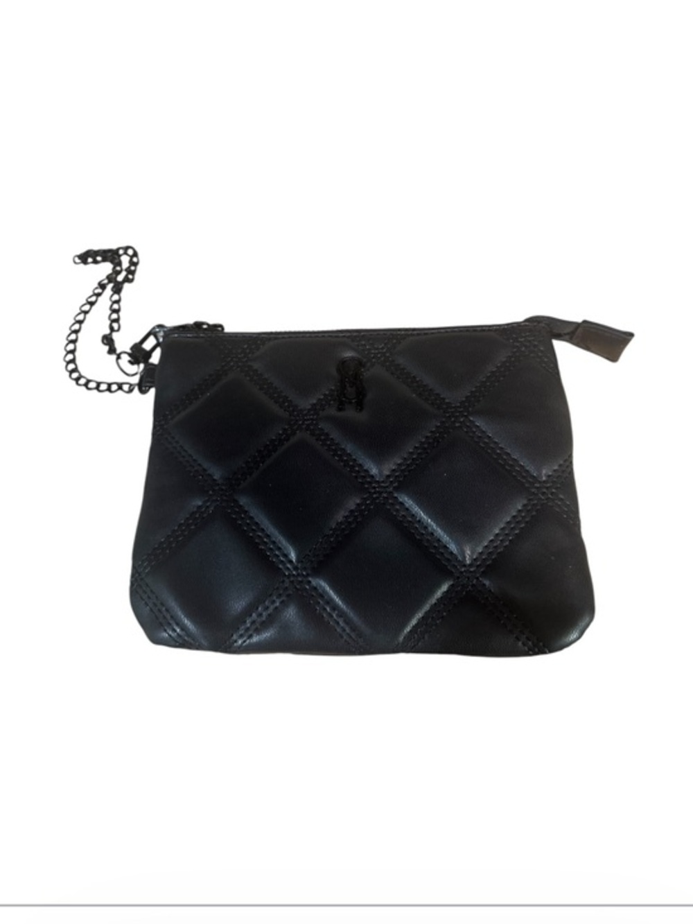 Steve Madden Black Quilted Leather Wristlet Clutch pouch